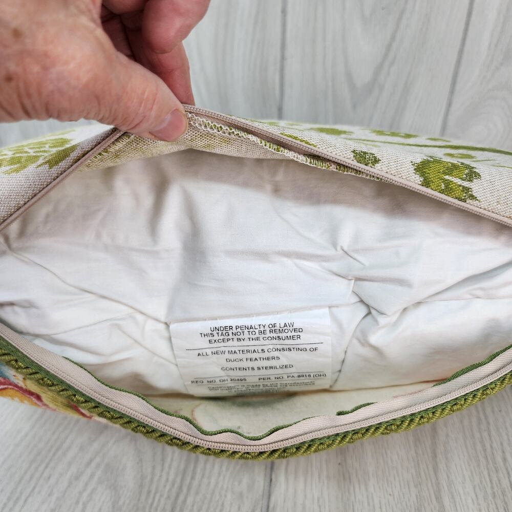 Arhaus P. Kaufmann Green Floral Throw Pillow 12x17 Rectangular Cotton w Insert - Picture 7 of 10